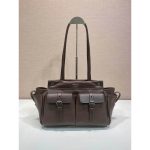 Prada Route Medium shoulder Tote bag in cacao calfskin