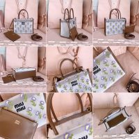 embroidered miu miu mesh mini handbag/tiny shopper tote with zipper clutch - 图片 8