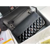 Chanel Medium shoulder double Flap Bag in black Patent Leather