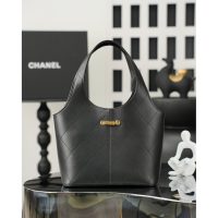 Chanel drawstring shoulder bucket hobo bag in diamond-quilted calfskin