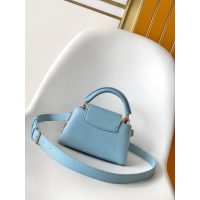 Louis Vuitton LV east-west mini capucines handbag in grainy calfskin