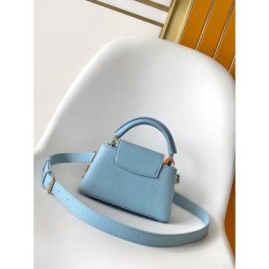 Louis Vuitton LV east-west mini capucines handbag in grainy calfskin