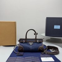 Prada Denim Top Handle Handbag in Calfskin Denim