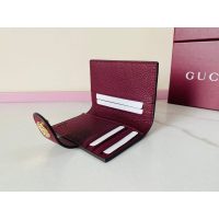 Gucci GG Supreme Burgundy Leather Card holder Wallet - 图片 7