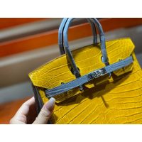 Hermes bicolor birkin 25 handbag GHW with horseshoe stamp in alligator full handmade/boutique inclusion