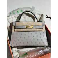 ostrich Hermes mini kelly pochette GHW full handmade boutique inclusion