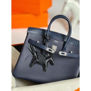 Hermes birkin touch 25 handbag in nile crocodile and togo leather PHW full handbag /boutique inclusion