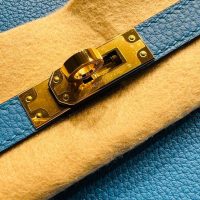 Hermes birkin 25 top-handle handbag GHW-Bleu Zanzibar Togo calfskin full handmade/boutique inclusion