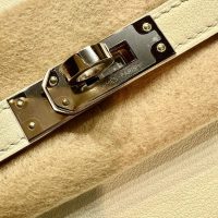 Hermes birkin 25 top-handle handbag PHW-craie swift leather full handmade/boutique inclusion