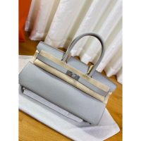 Hermes Shoulder Birkin 42cm tote handbag GHW in denim calfskin full handmade boutique package