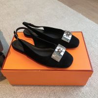 Hermes suede ballet flat slingbacks daily slip-on pump size35-42
