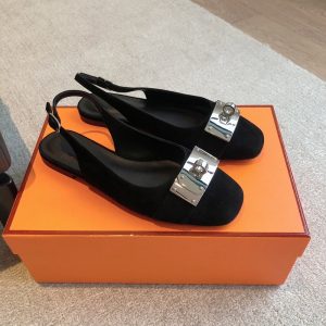 Hermes suede ballet flat slingbacks daily slip-on pump size35-42