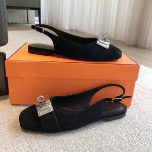 Hermes suede ballet flat slingbacks daily slip-on pump size35-42