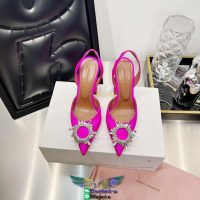 Pre-order amina muanddi slingback party wedding shoes crystal-detailed velvet heel pump sandal 35-40