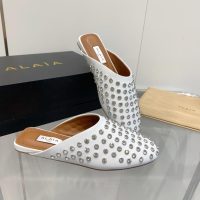 ALAIA Crystal-detailed flat pump sandal half drag mules outdoor summer slipper size35-40 - 图片 4