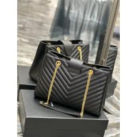 calfskin YSL Chevron quilted shoulder travel shopper handbag shoulder commuter office bag - 图片 6