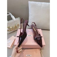 COD 缪缪 Miu pointed heel pump sandal kitten heel slingback in patent leather size35-42 5.5cm height - 图片 5