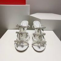 rene caovilla crystal-embellished heel sandal mules bow heel slide size35-42 9.5cm - 图片 2