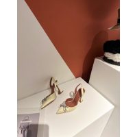 Amina Muaddi satin heel slingback pump with crystal-adorned bow size35-42 - 图片 6