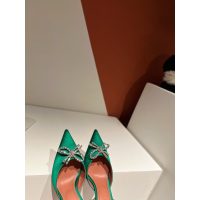 Amina Muaddi satin crystal-bow heel slingback pump hot girl nightclub dancer shoes size35-42 - 图片 4