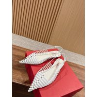 Valentino kitten heel slingback pump mesh heel sandal bride wedding party footwear size35-40 - 图片 9