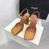 Amina muaddi women's satin heel sandal strapped heel pump slipon dinner party shoes size35-42 9.5cm - 图片 2