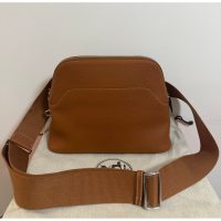 Hermes Bolide Messenger Bag in Etain Togo calfskin SHW full handmade boutique package