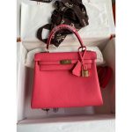 Hermes Kelly 25 handbag-Gold brownTogo calfskin GHW full handmade boutique inclusion