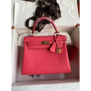 Hermes Kelly 25 handbag-Gold brownTogo calfskin GHW full handmade boutique inclusion