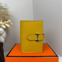epsom Hermes beam trifold small wallet card holder with silver H clasp