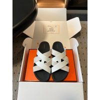 Hermes men's Extra Slide Sandals Cross-Strap Leather Mules size 39-46