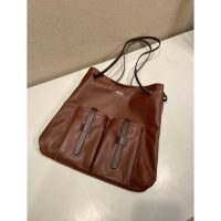 Burgundy Prada Route Large tote Bag in Calfskin