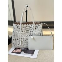 laser-cut Alaia perforated neverfull carryall handbag shoulder open tote with detachable clutch - 图片 2