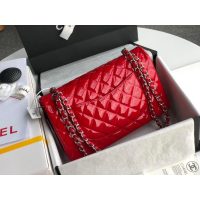 Chanel Medium shoulder double Flap Bag in red Patent Leather