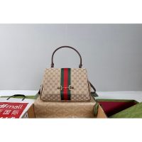 dual size Gucci canvas shoulder crossbody flap messenger vintage satchel - 图片 8