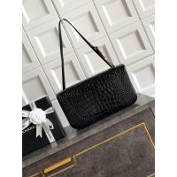 vintage Chanel Shoulder Flap Bag in black Croco-Effect Calfskin