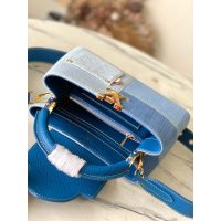 Louis Vuitton LV Capucines BB Denim Calfskin Handbag for Women