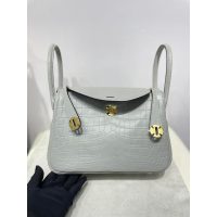 Crocodile Her^^m lindy 26 boston shopper handbag large luxury designer tote travel keepall handbag - 图片 6