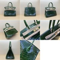 Shiny Nile crocodile Her^^m Birkin 25 handmade shopper handbag upscale banquet dinner tote - 图片 9