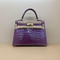 Shiny Nile crocodile Her^^m Kelly 25cm luxury design tote structured shopper handbag - 图片 5