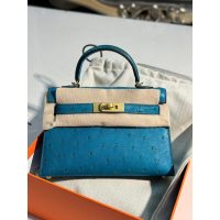 ostrich Hermes mini kelly pochette GHW full handmade boutique inclusion
