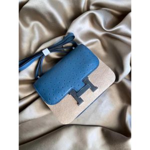 Ostrich Hermes Constance 23 classic messenger flap shoulder flap square bag handmade stitch