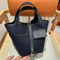 Hermes picotin 18 mini trench canvas bucket tote SHW full handmade