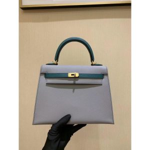 epsom Hermes kelly 25 bicolor handbag GHW full handmade boutique package