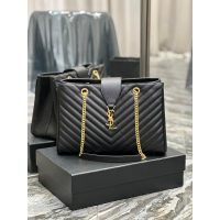 calfskin YSL Chevron quilted shoulder travel shopper handbag shoulder commuter office bag - 图片 5
