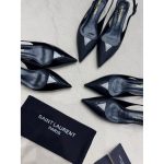 YSL pointed kitten heel pump slip-on crystal-detailed slingback sandal size35-40 3cm height