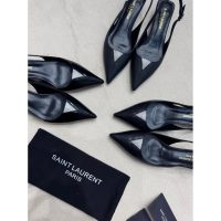 YSL pointed kitten heel pump slip-on crystal-detailed slingback sandal size35-40 3cm height