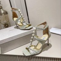 Jimmy choo pearl-embellished heel pump sandal casual caged heel slip-on size35-42 8.5cm - 图片 8
