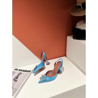 Amina Muaddi satin heel sandal pump crystal-sunflower bride wedding shoes size35-42 10cm