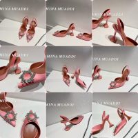 Amina Muaddi satin heel sandal pump crystal-sunflower dinner party footwear size35-42 10cm - 图片 8